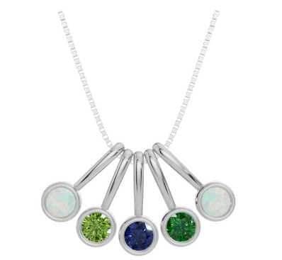 Personalised 5 Birthstones Pendant Set