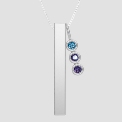 Personalised 3 Birthstones Bar Pendant Set