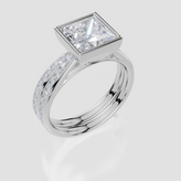 9ct White Gold Princess Cut 2.33 Carat tw of Lab-Grown Diamonds Ring and 9ct White Gold 0.34 Carat tw of Lab-Grown  Diamonds Band