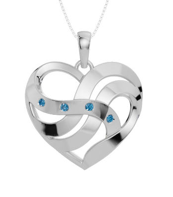 Personalised 4 Birthstones Heart Pendant