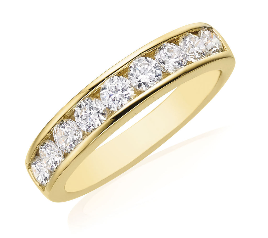 HUSH 9ct Yellow Gold Round Cut 1.00 Carat tw Diamond Simulant Ring – Zamels