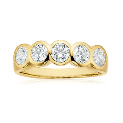 HUSH 9ct Yellow Gold Round Cut 1.25 Carat tw Diamond Simulant Ring