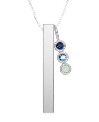 Personalised 3 Birthstones Bar Pendant Set