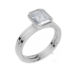 9ct White Gold Emerald Cut 1.50 Carat of Lab-Grown  Diamond Ring and 9ct White Gold Lab-Grown Band