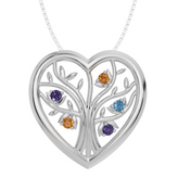 Personalised 5 Birthstones Heart Tree Pendant