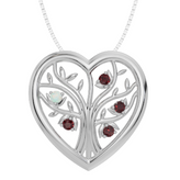 Personalised 5 Birthstones Heart Tree Pendant