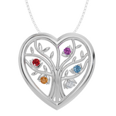 Personalised 5 Birthstones Heart Tree Pendant