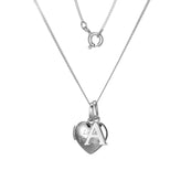 Sterling Silver Heart 40cm Locket & Initial A Children's Pendant