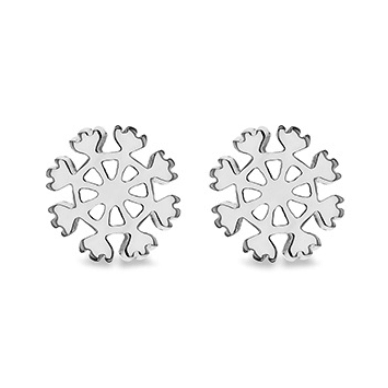 Sterling Silver Snow Flake Stud Earrings