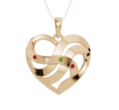 Personalised 4 Birthstones Heart Pendant