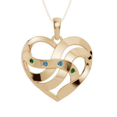 Personalised 4 Birthstones Heart Pendant