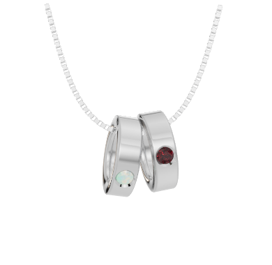 Personalised 2 Birthstones Ring Pendant Set