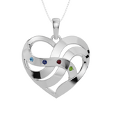 Personalised 4 Birthstones Heart Pendant