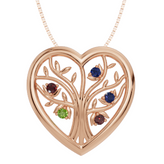 Personalised 5 Birthstones Heart Tree Pendant