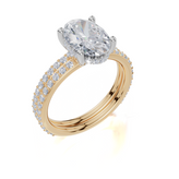 18ct Yellow Gold Oval Cut 2.42 Carat tw of Lab-Grown Diamonds Ring and 18ct Yellow Gold 0.38 Carat tw of Lab-Grown  Diamonds Band