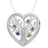 Personalised 5 Birthstones Heart Tree Pendant