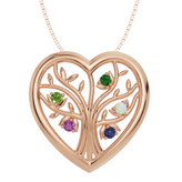 Personalised 5 Birthstones Heart Tree Pendant