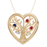 Personalised 5 Birthstones Heart Tree Pendant