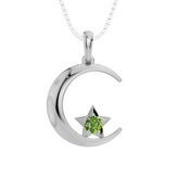 Personalised Birthstone Moon & Star Pendant