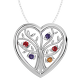 Personalised 5 Birthstones Heart Tree Pendant