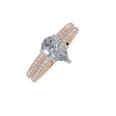 9ct Pear 0.75Carat JK I1-2 Plain Micro Pave 4Pr  Diamond Ring