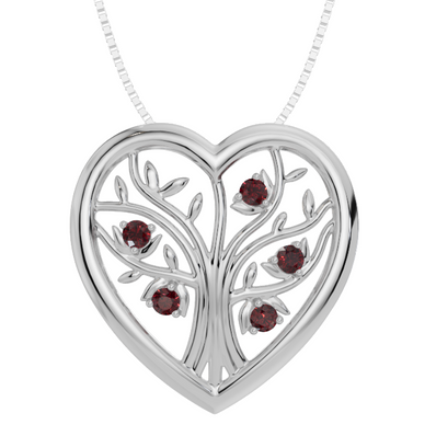 Personalised 5 Birthstones Heart Tree Pendant