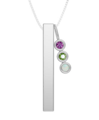 Personalised 3 Birthstones Bar Pendant Set