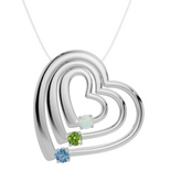 Personalised 3 Birthstones Multi Layered Heart Pendant