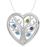 Personalised 5 Birthstones Heart Tree Pendant