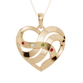 Personalised 4 Birthstones Heart Pendant