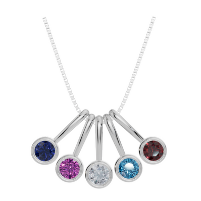 Personalised 5 Birthstones Pendant Set