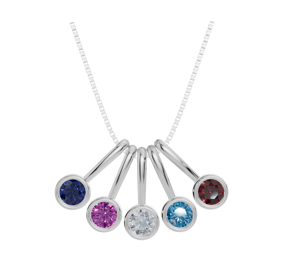 Personalised 5 Birthstones Pendant Set