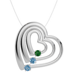 Personalised 3 Birthstones Multi Layered Heart Pendant