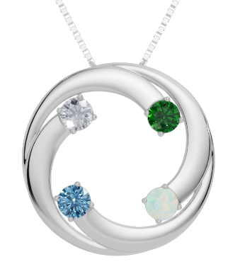 Personalised 4 Birthstones Circle Pendant