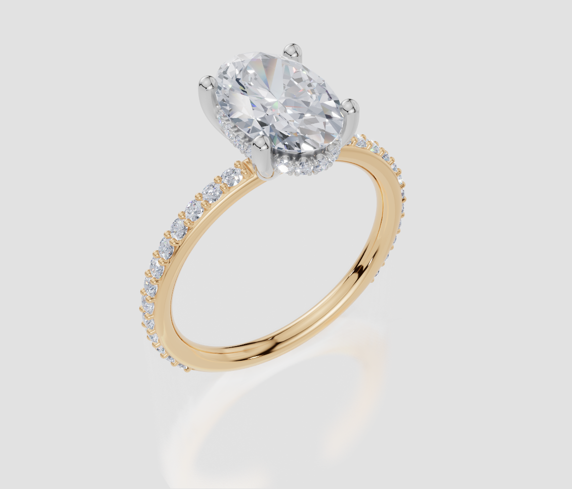 18ct Yellow Gold Oval Cut 2.42 Carat tw of Lab-Grown Diamonds Ring