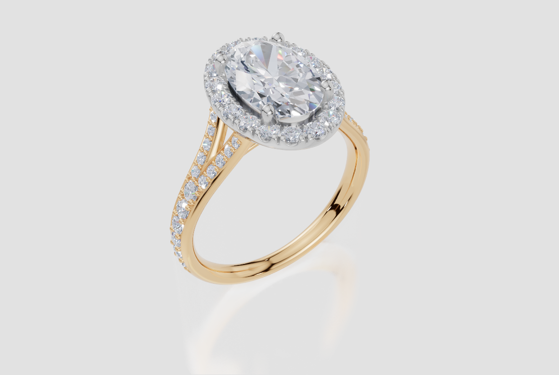 9ct Yellow Gold Oval Cut 2.67 Carat tw of Lab-Grown Diamonds Ring