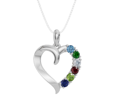 Personalised 6 Birthstone Heart Pendant