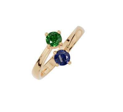 Personalised 2 Birthstones Ring