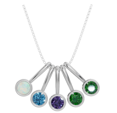 Personalised 5 Birthstones Pendant Set