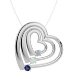 Personalised 3 Birthstones Multi Layered Heart Pendant