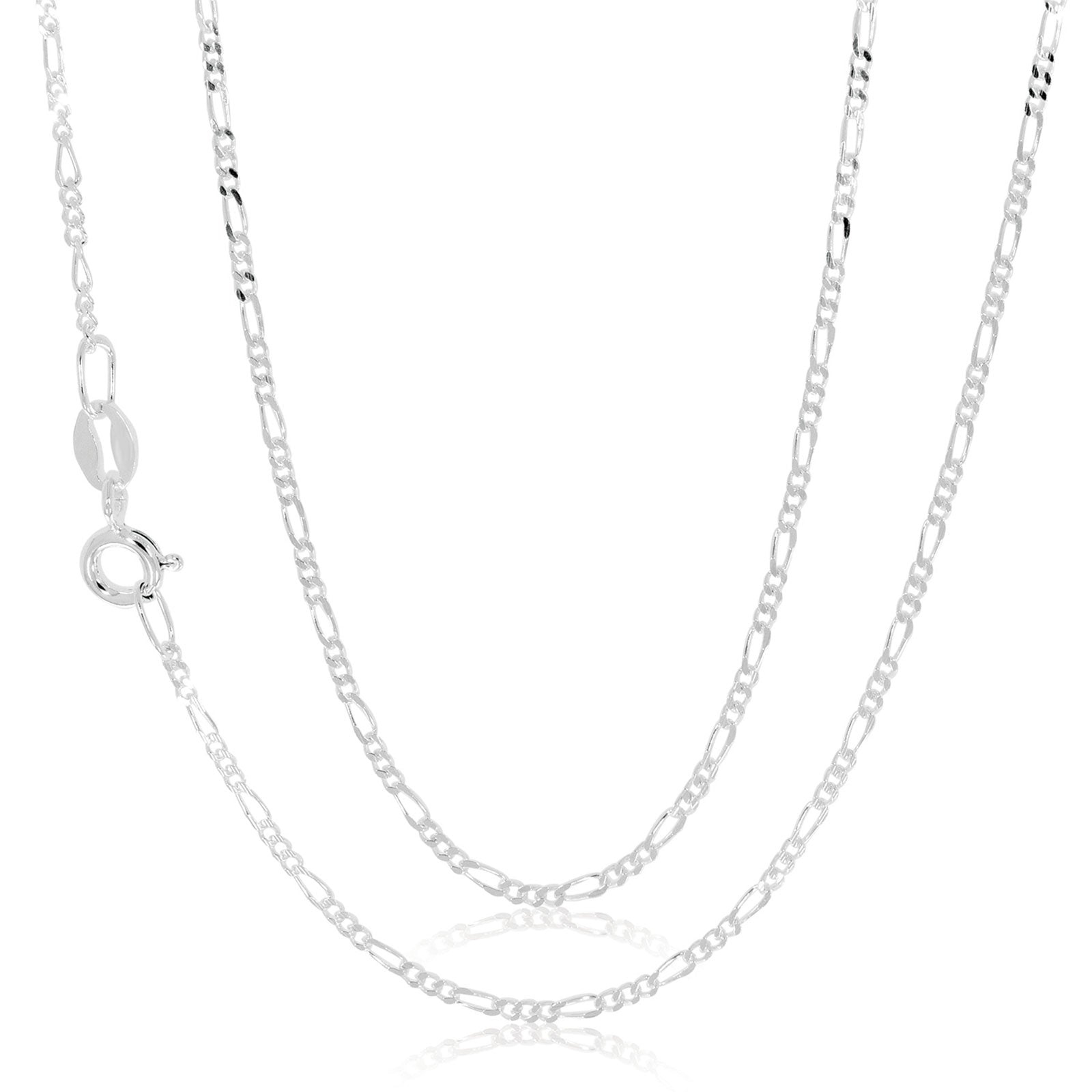 Sterling Silver 55cm Diamond Cut Bevel 1:3 Figaro Chain