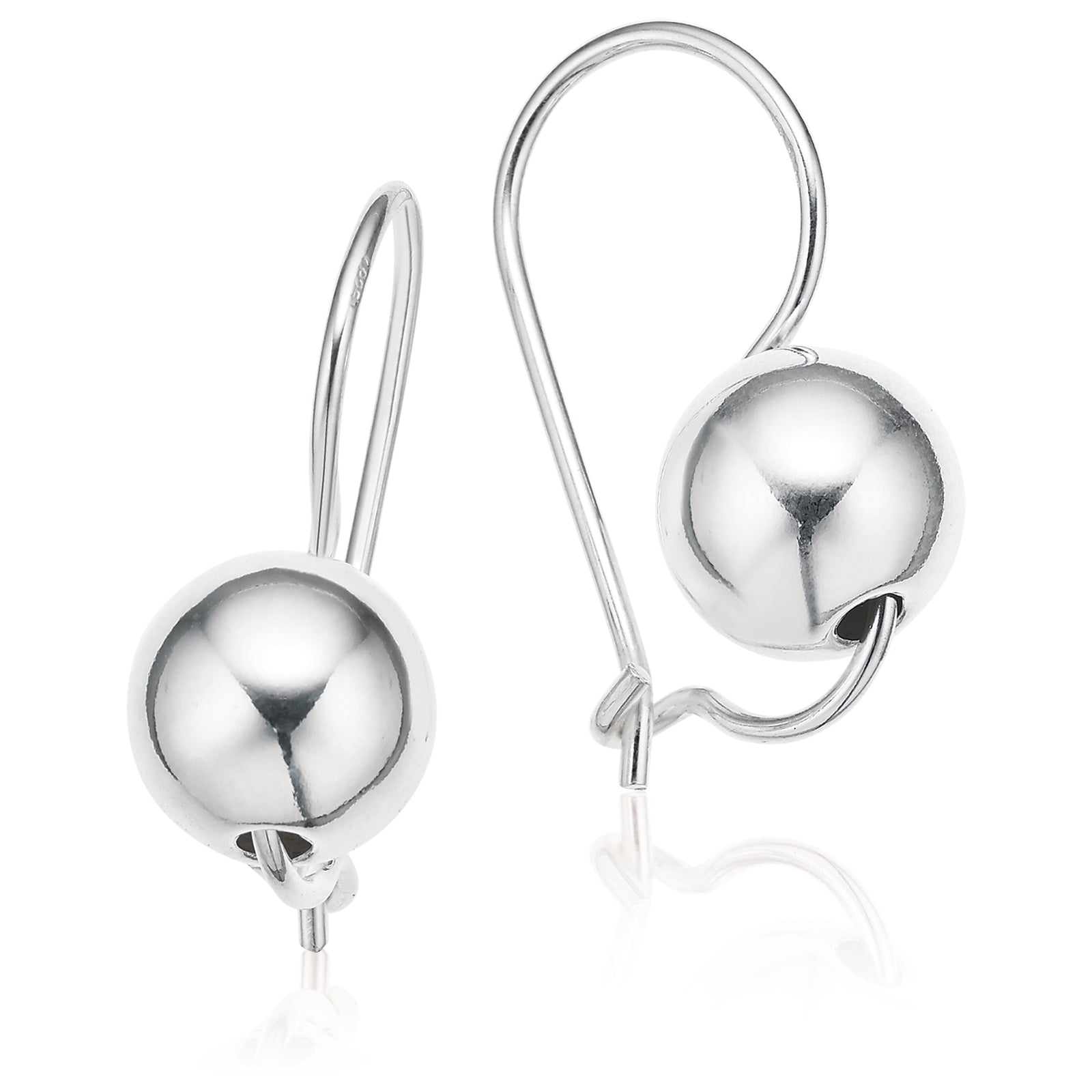 Sterling Silver 10mm Euro Ball Drop Earrings