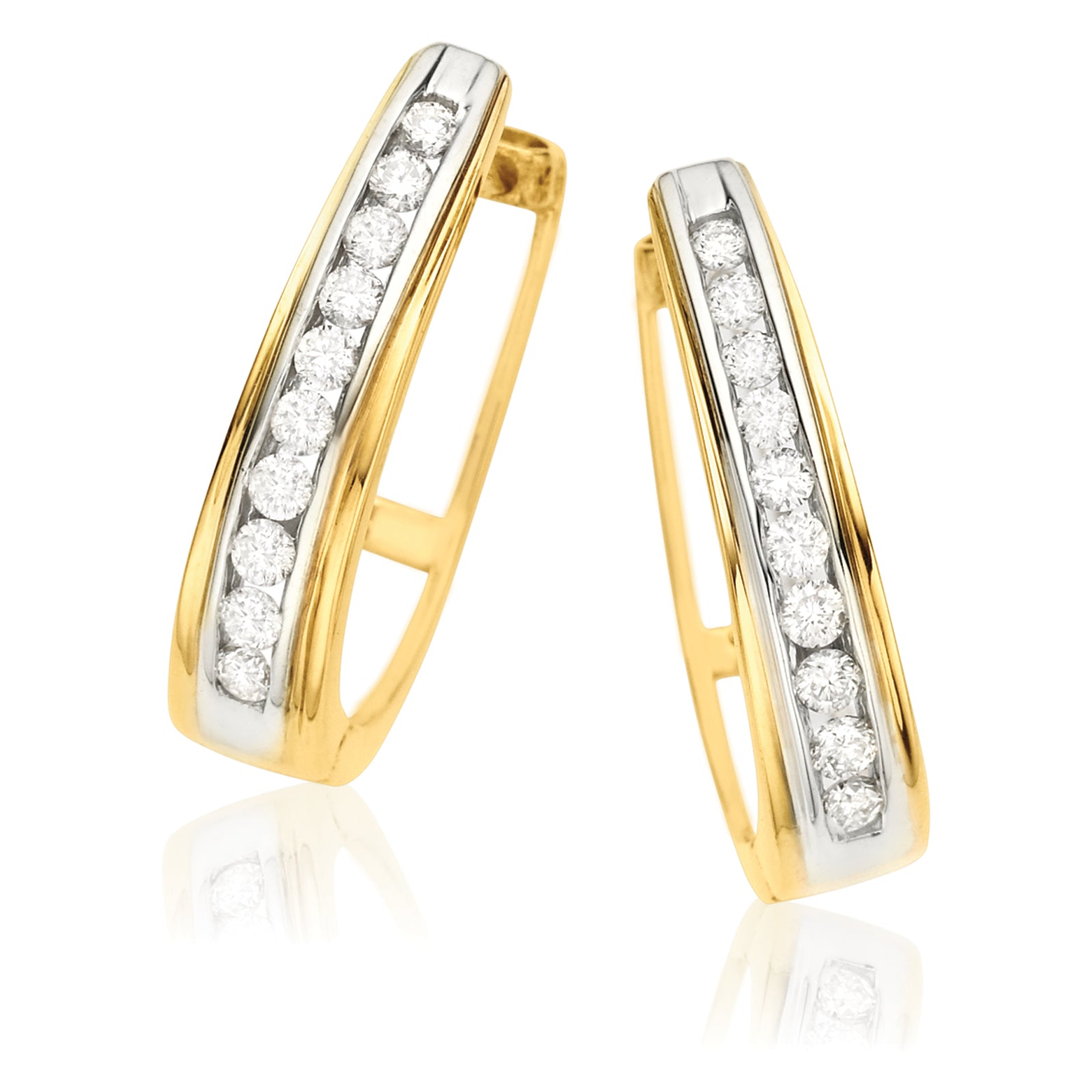 9ct Yellow Gold Round Brilliant Cut with 1/2 CARAT tw of Diamonds Huggie Earrings