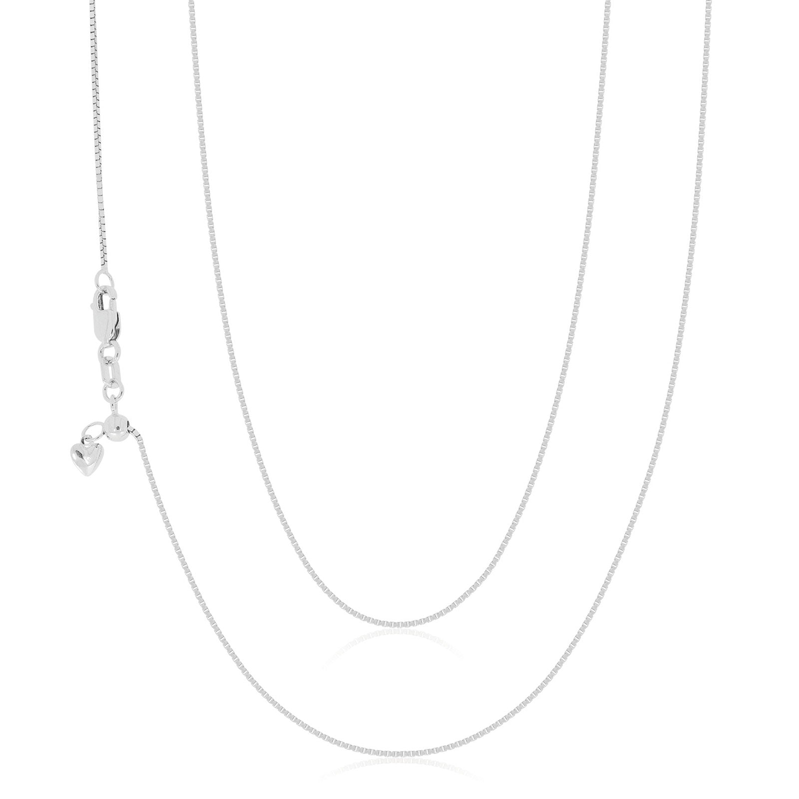 9ct White Gold 45-50cm Adjustable Box Chain