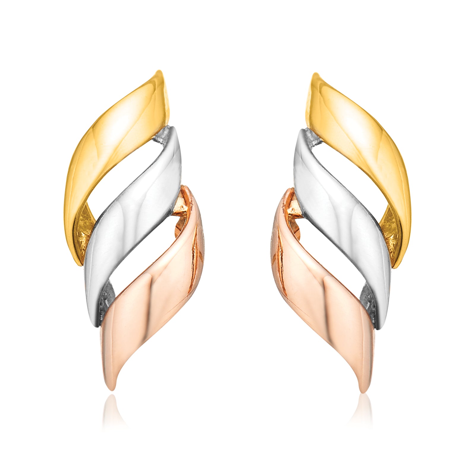 9ct Two Tone GoldWave Pattern  Stud Earrings