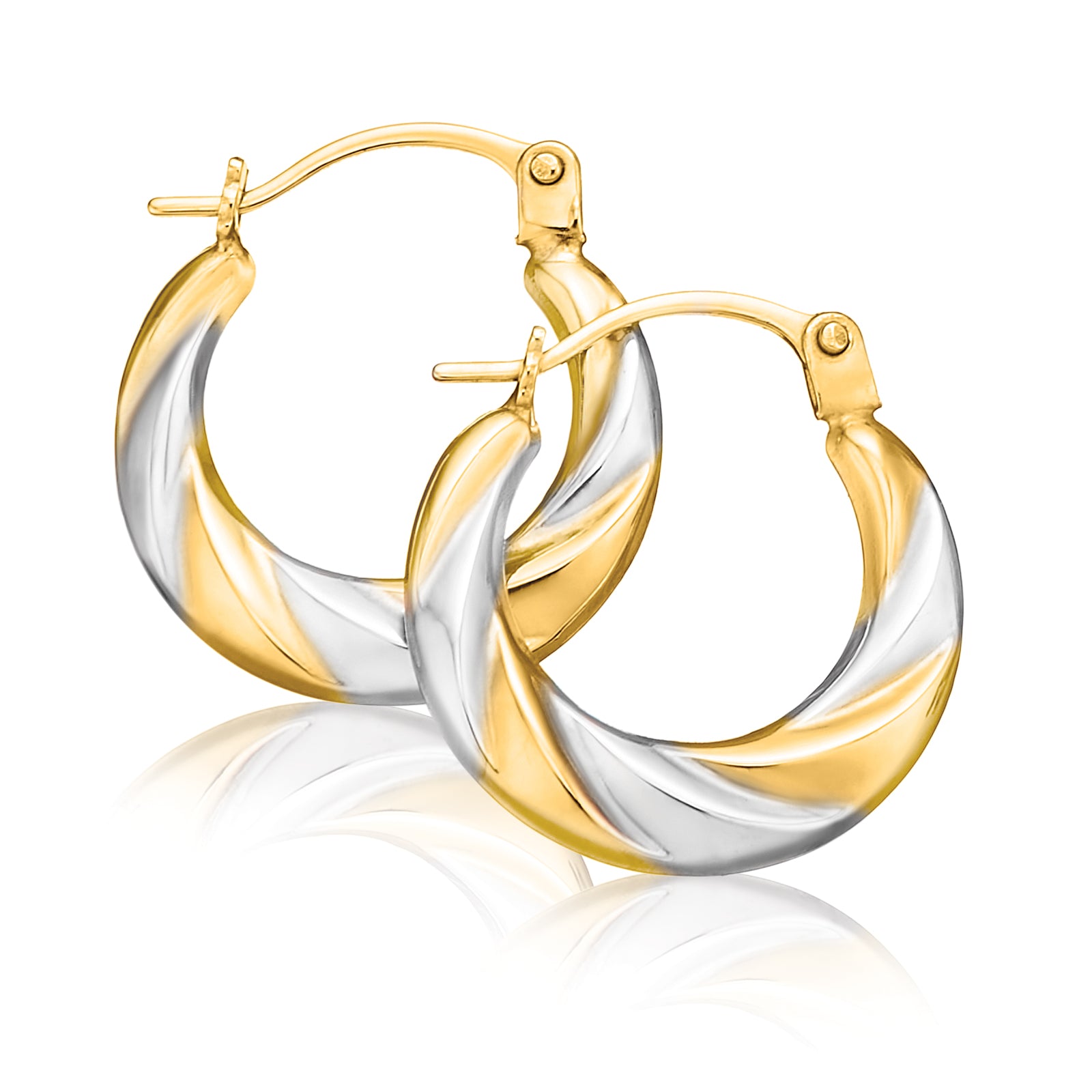 9ct Two Tone Gold Patterned Hoop Earrings – Zamels