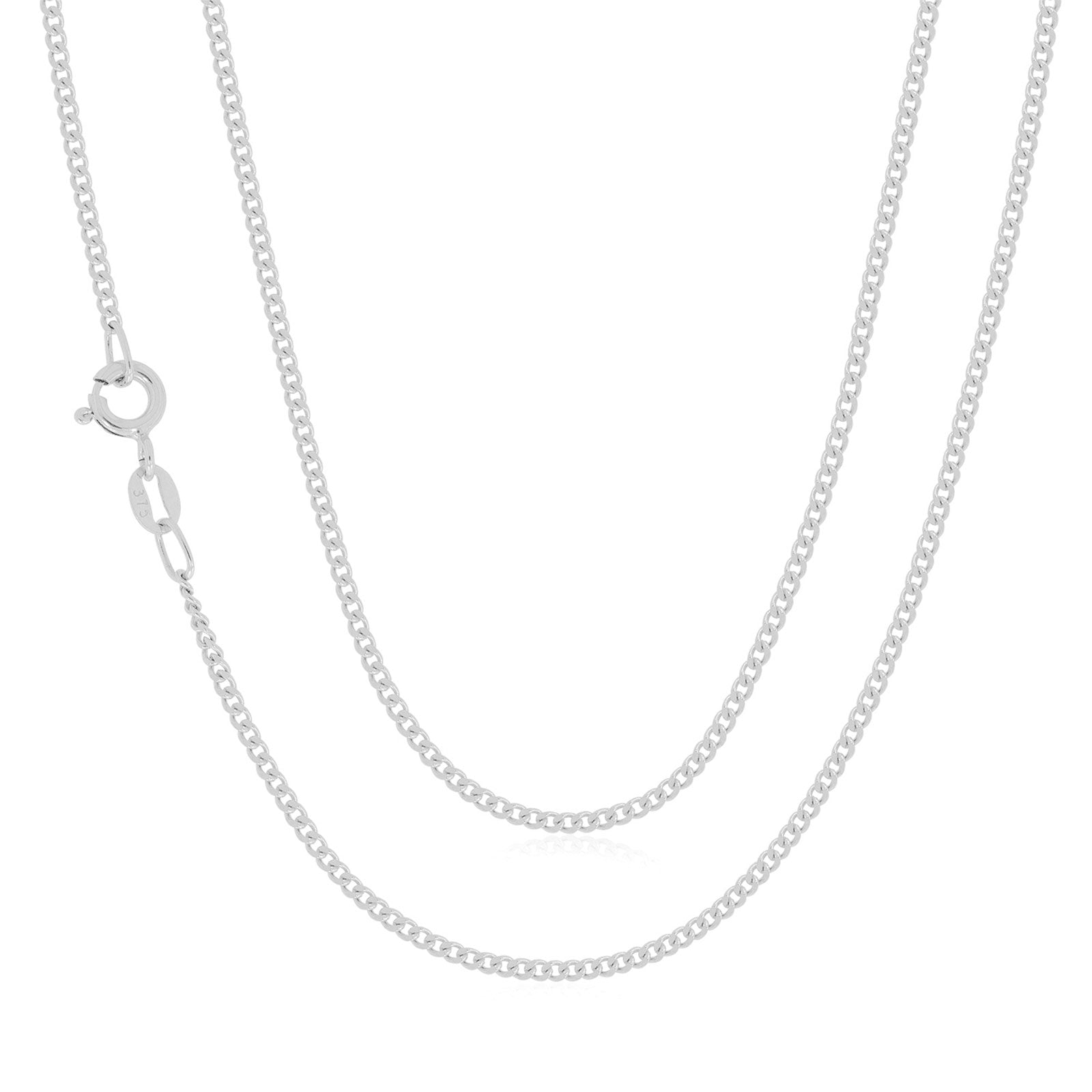 9ct White Gold 50cm Diamond Cut Curb Chain