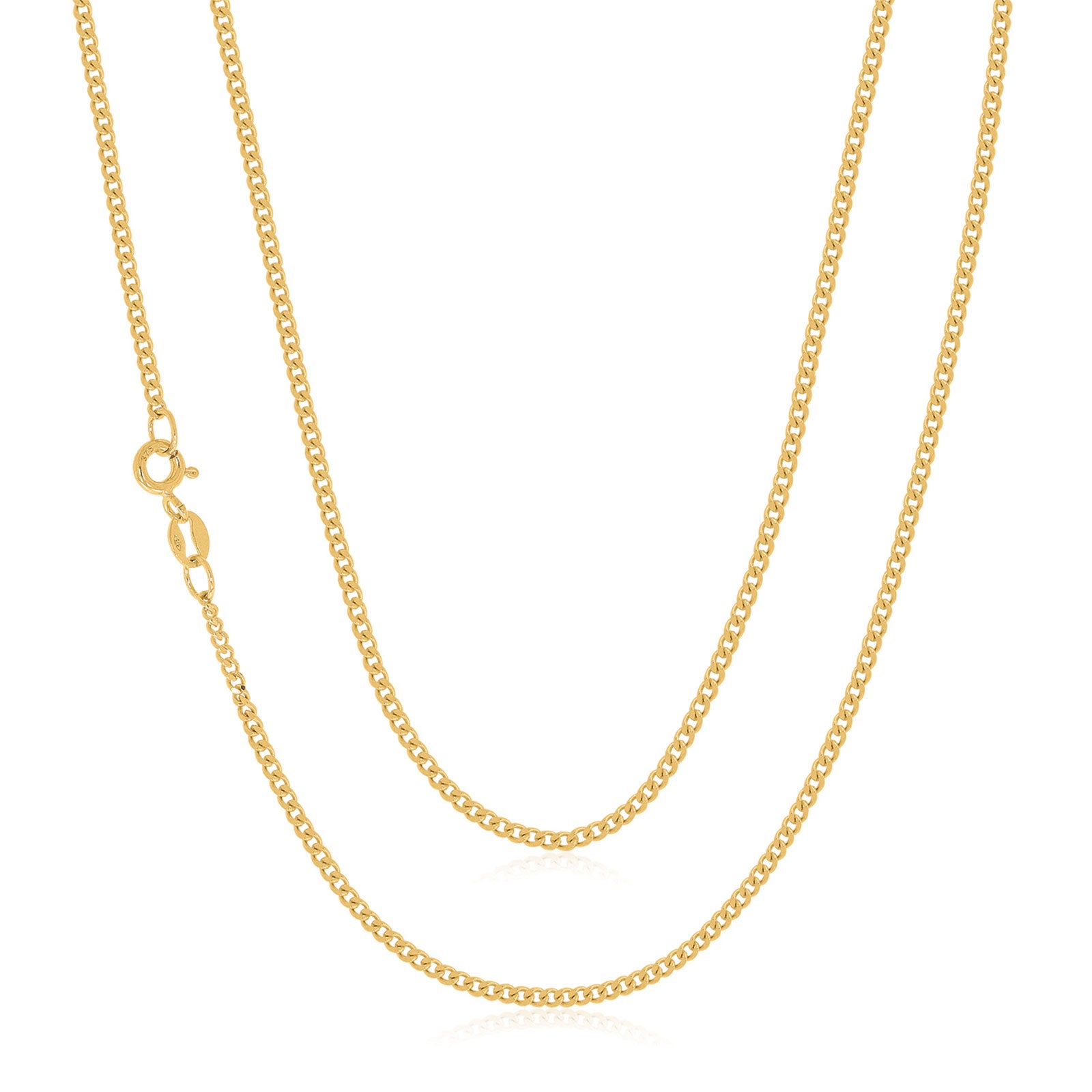 9ct Yellow Gold 55cm Diamond Cut Curb Chain