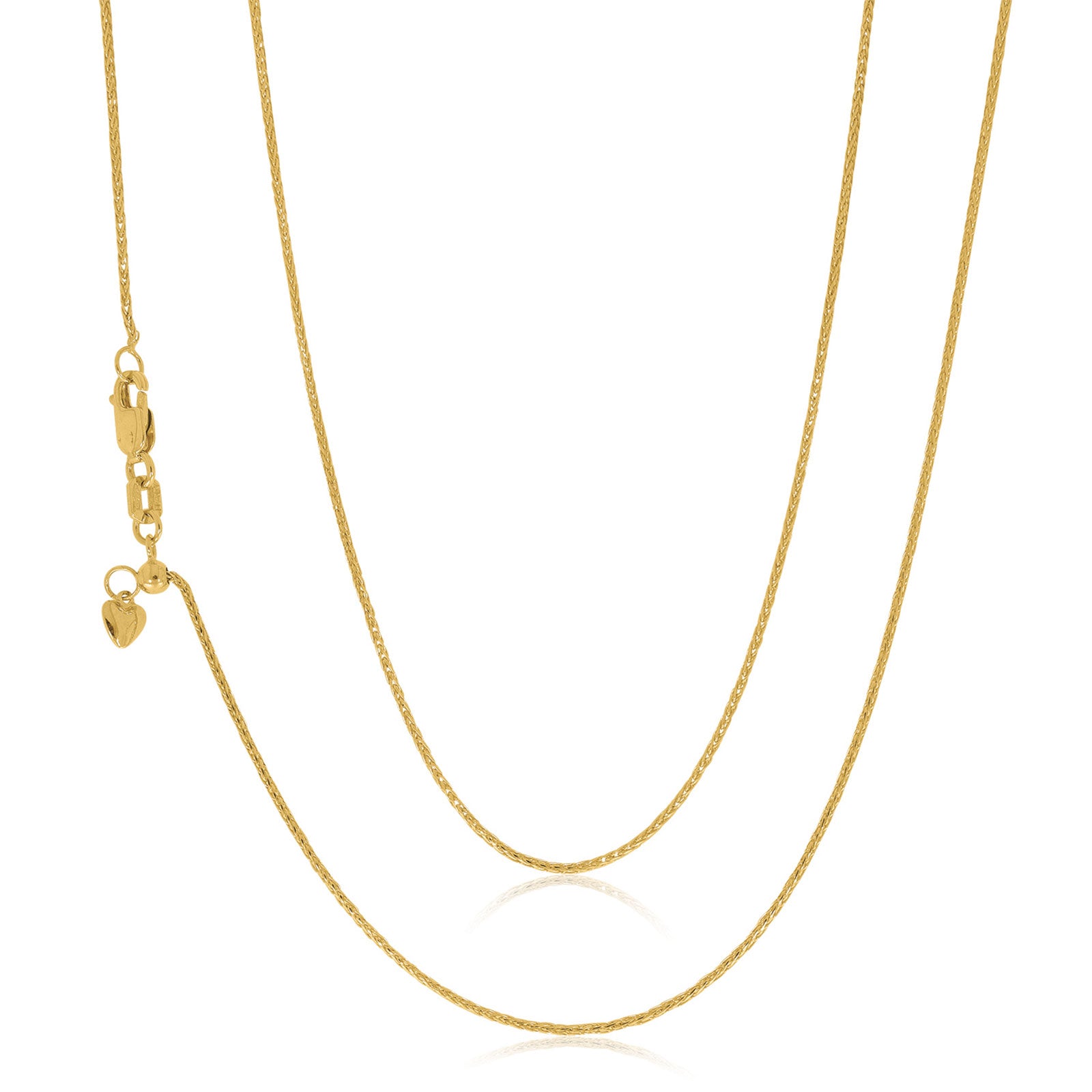 9ct Yellow Gold 45-50cm Adjustable Wheat Chain