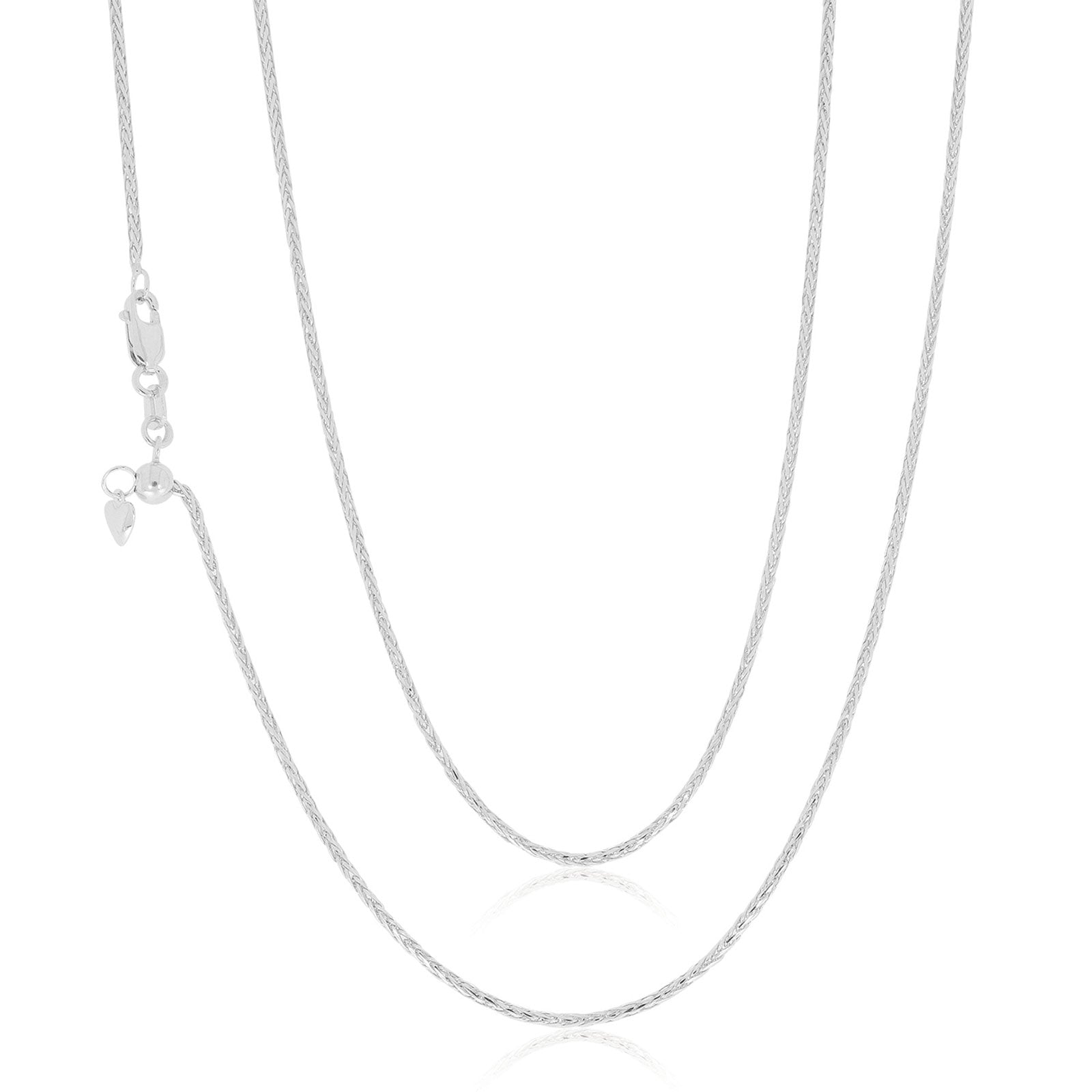 9ct White Gold 45-50cm Adjustable Wheat Chain